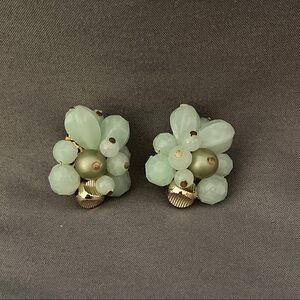 Vintage clip on earrings made in West Germany. Excellent condition Pretty teal